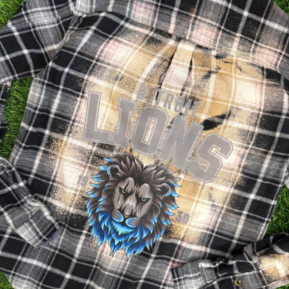 🦁 Detroit Lions Bleached Flannel - Picture 3 of 4
